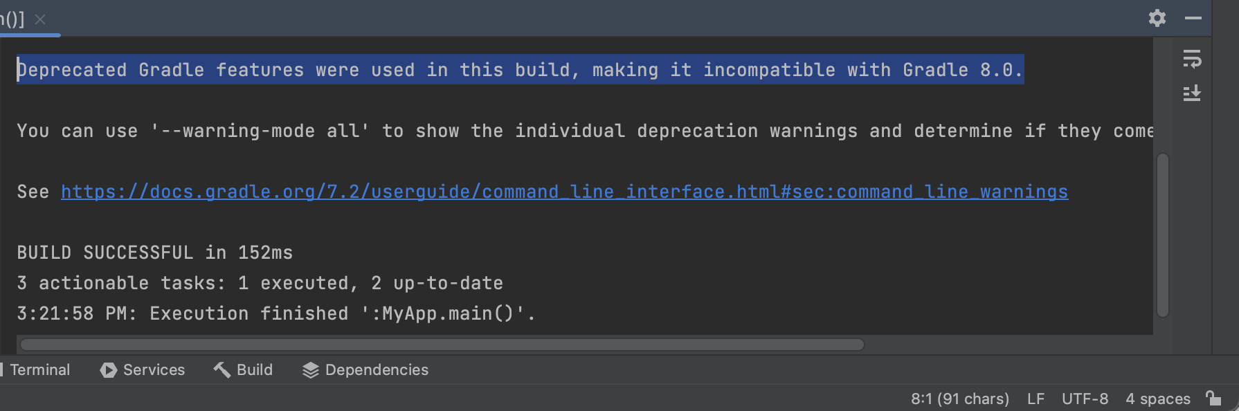 Deprecated Gradle features were used in this build